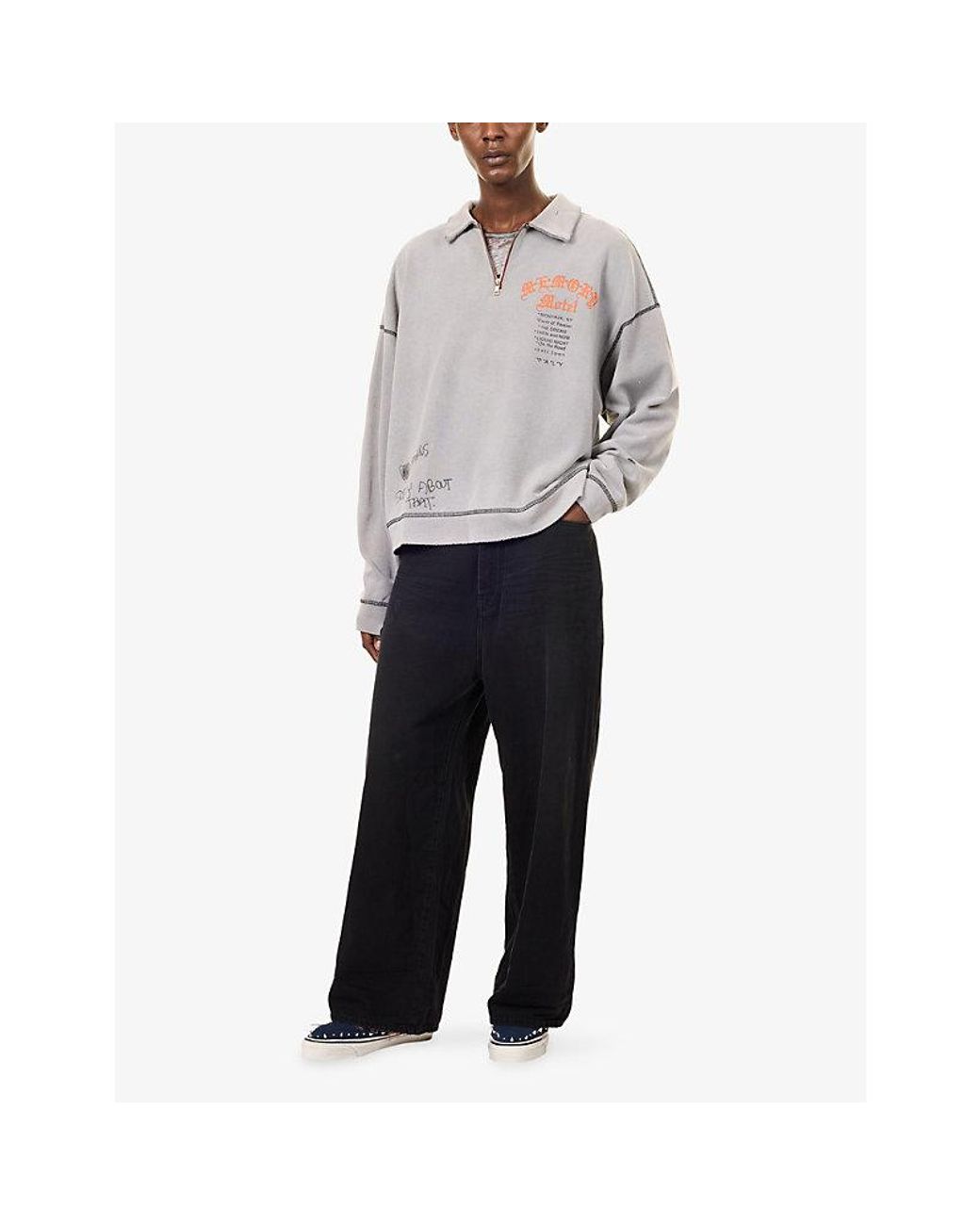 Paly Hollywood Gray Sorry 'Bout That Crewneck Cotton-Blend Sweatshirt for men