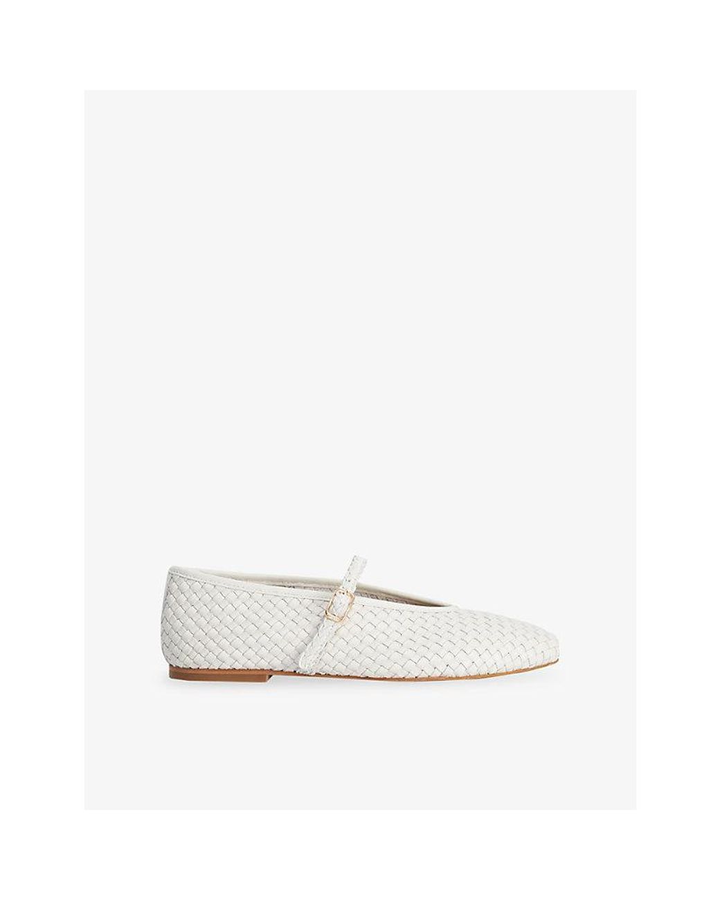 Dune White Wide Fit Headliner Leather Ballet Flats