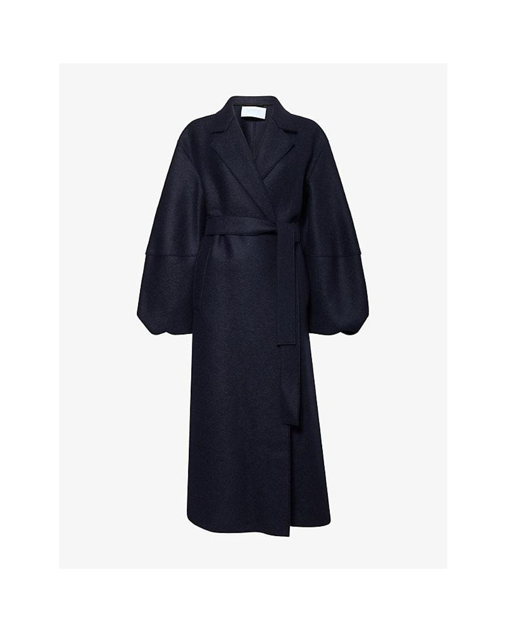 Harris Wharf London Blue Puffed-Sleeve Belted Wool Coat