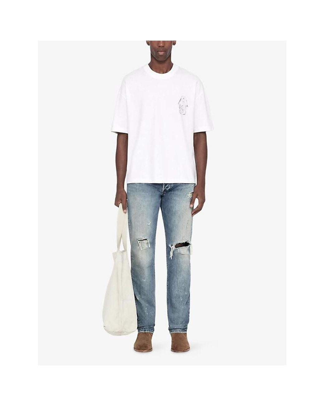 AllSaints White Roller Relaxed-Fit Cotton T-Shirt for men