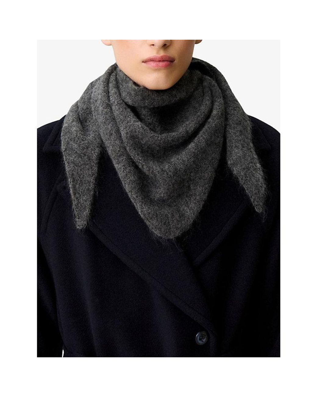 Claudie Pierlot Black Brushed-Texture Wool-Blend Scarf