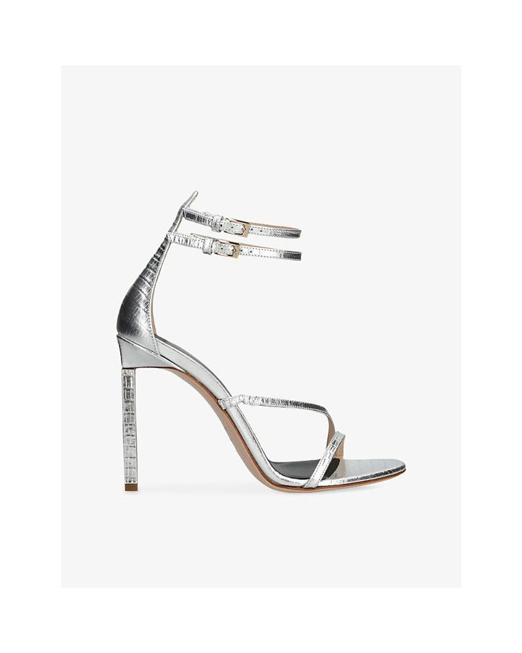 Tom Ford White Double Strap 105 Leather Sandal Heels