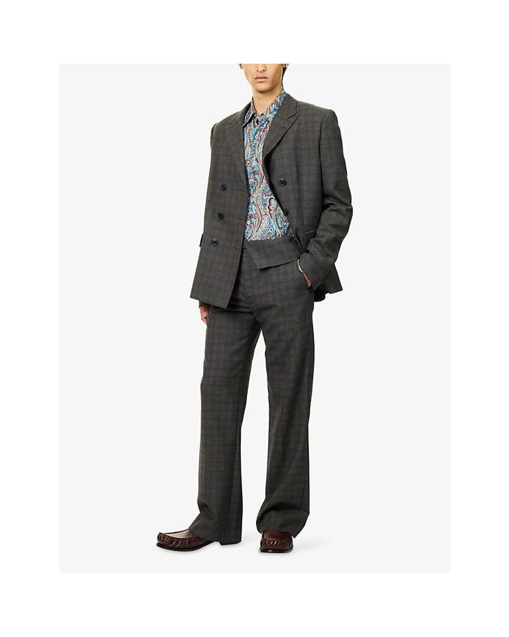 Dries Van Noten Gray Preston Foldover-Waist Wool Trousers for men