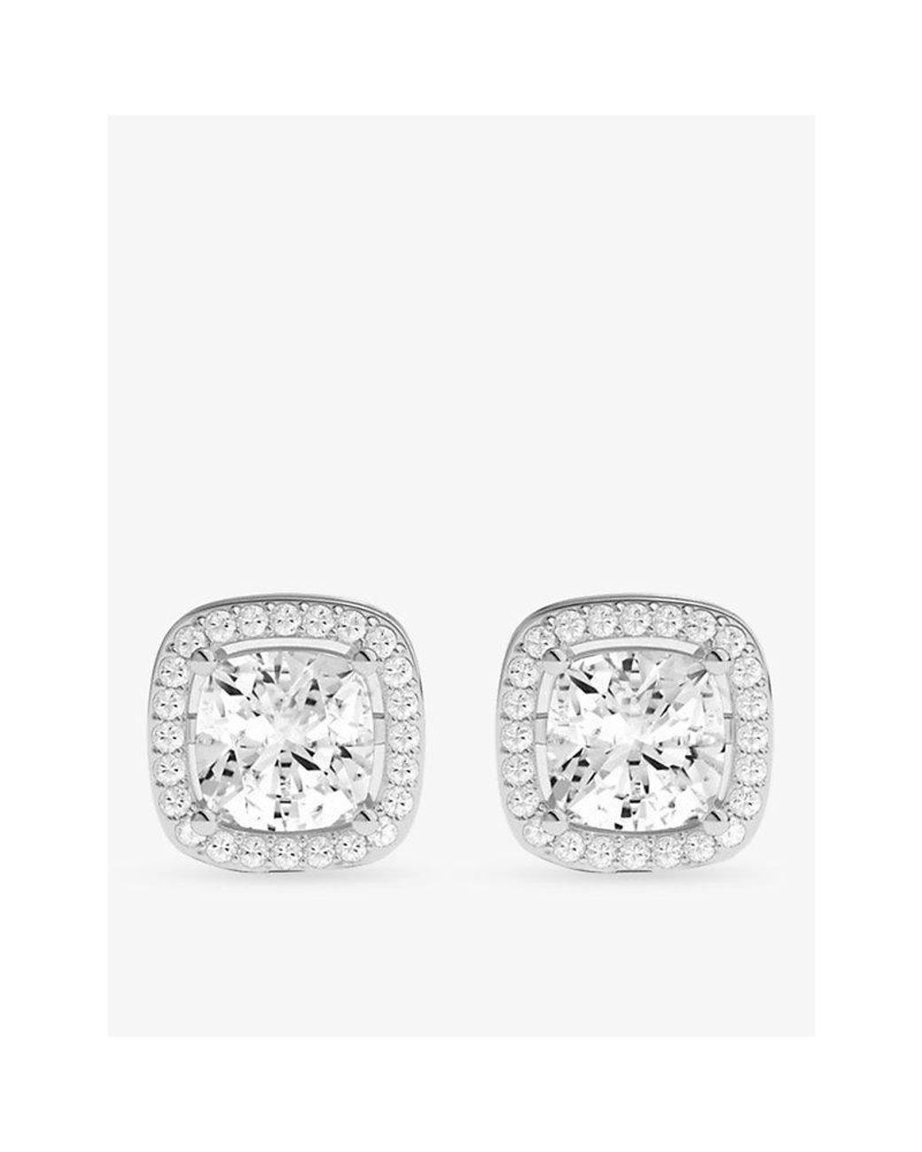 Apm Monaco White Éclat Rhodium Plated Alloy And Cubic Zirconia Stud Earrings