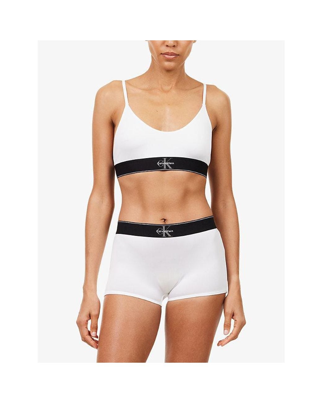 Calvin Klein White Graphic Monogram Microfibre Stretch Bralette