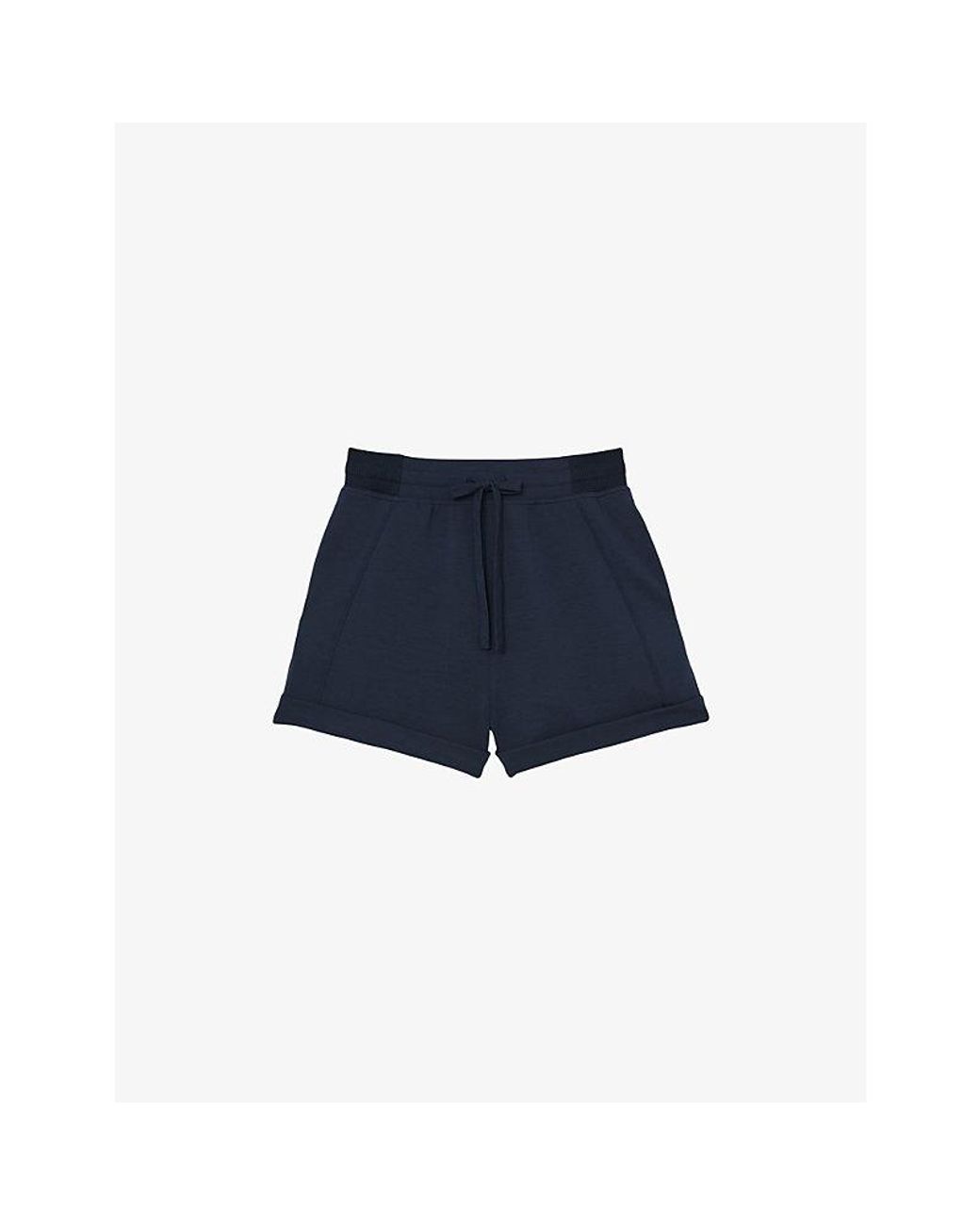 Reiss Blue Phoebe Drawstring-Waist Stretch-Jersey Shorts