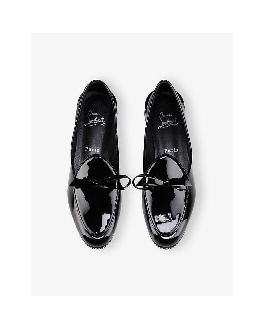 Christian Louboutin Black Mocastrass Patent-Leather Loafers