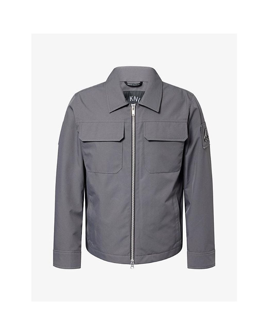 Moose Knuckles Gray Jacques Logo-Badge Woven Jacket for men