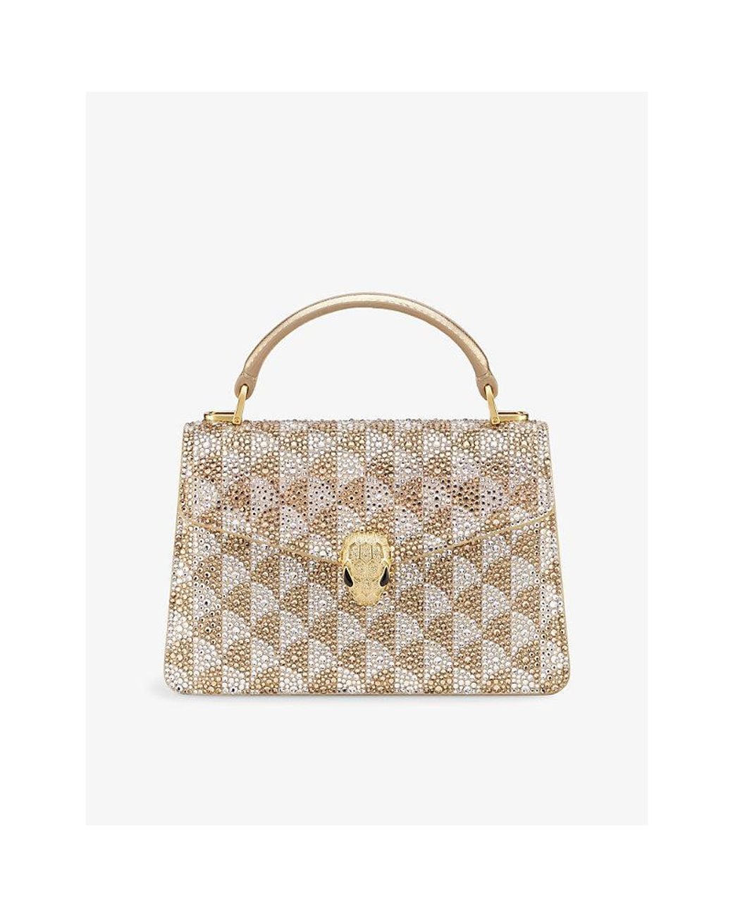 BVLGARI Metallic Serpenti Forever Mini Calla Crystal And Suede Top-Handle Bag