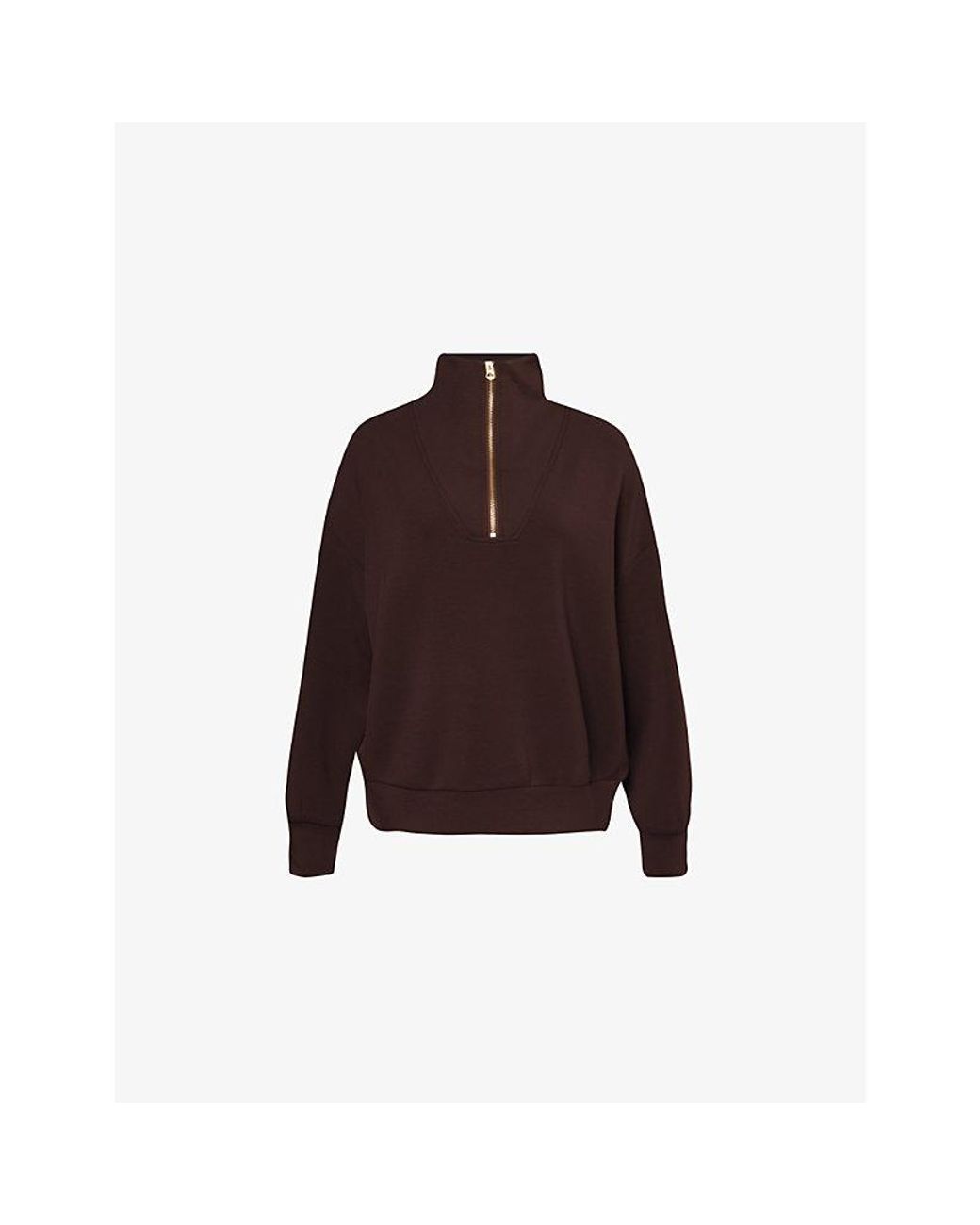 Varley Brown Hawley Half-Zip Stretch-Woven Sweatshirt