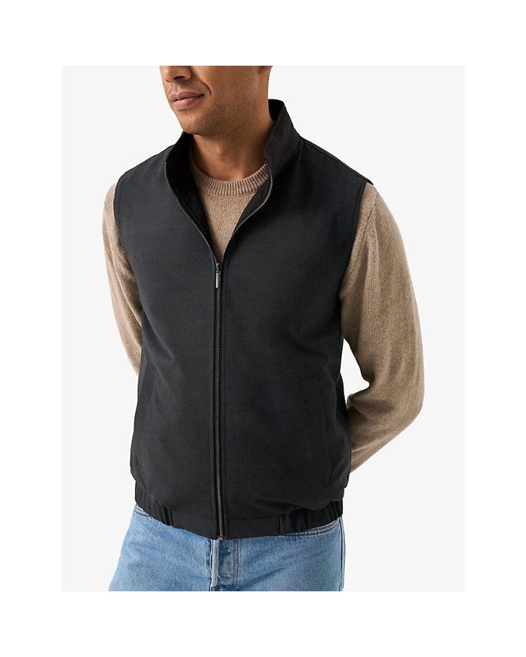 Eton of Sweden Black Reversible Zip-Up Stretch Wool-Blend Gilet for men