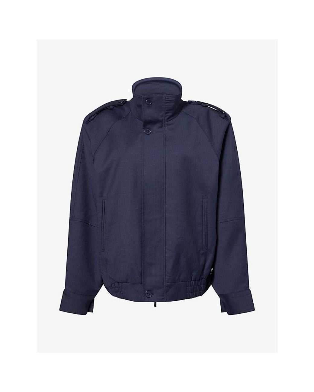 Frankie Shop Blue Kelly High-Neck Woven Jacket