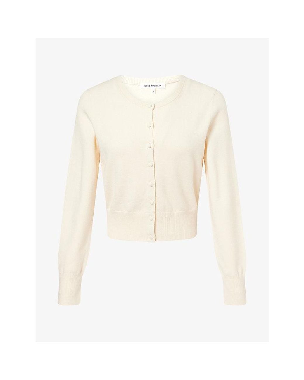 GOOD AMERICAN White The Fine Knit Cropped Cardigan