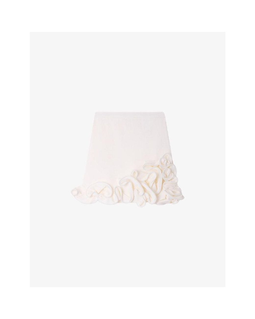 Sandro White Flower-Embellished Knitted Mini Skirt