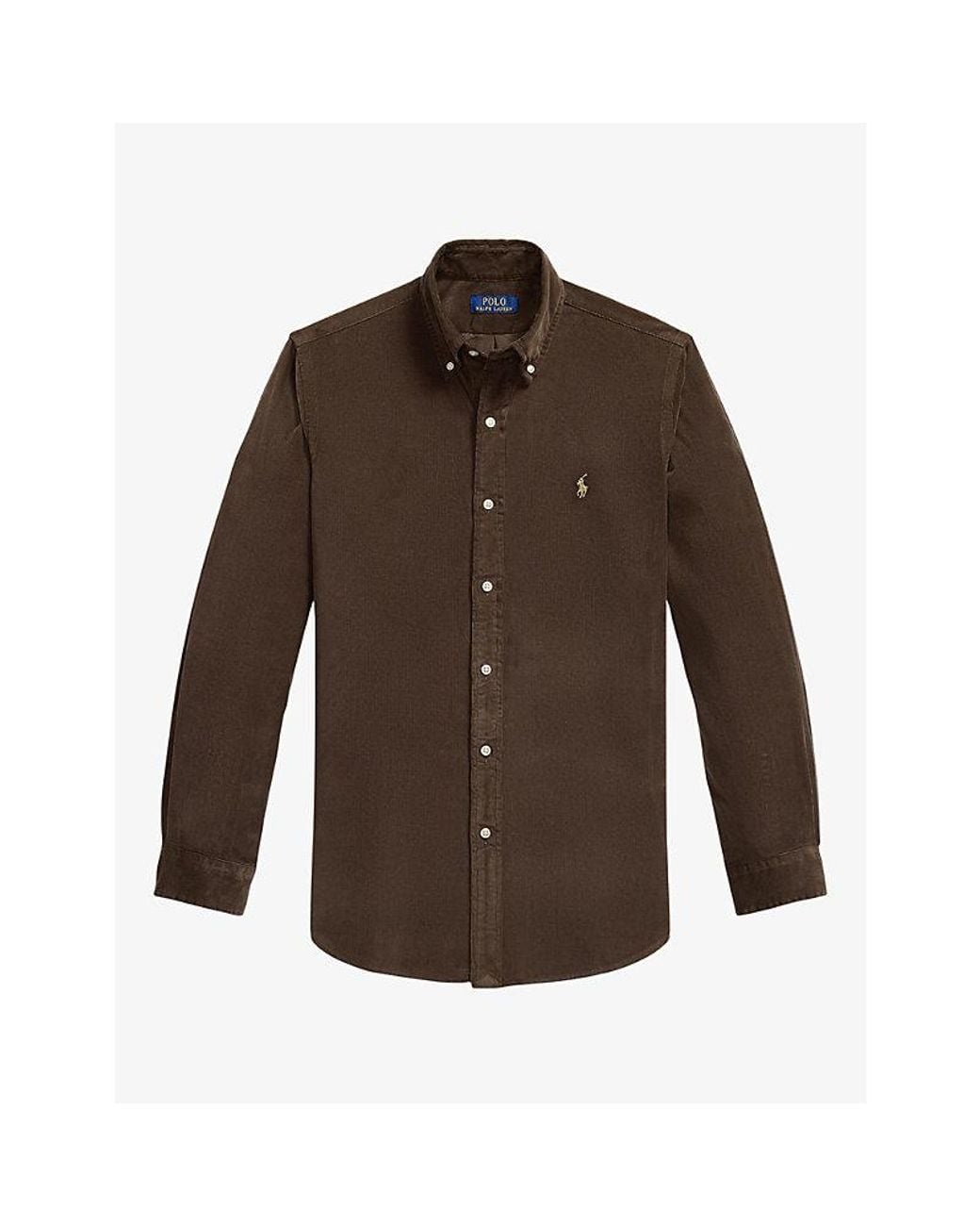 Polo Ralph Lauren Brown Long-Sleeve Fine Corduroy Cotton Shirt for men