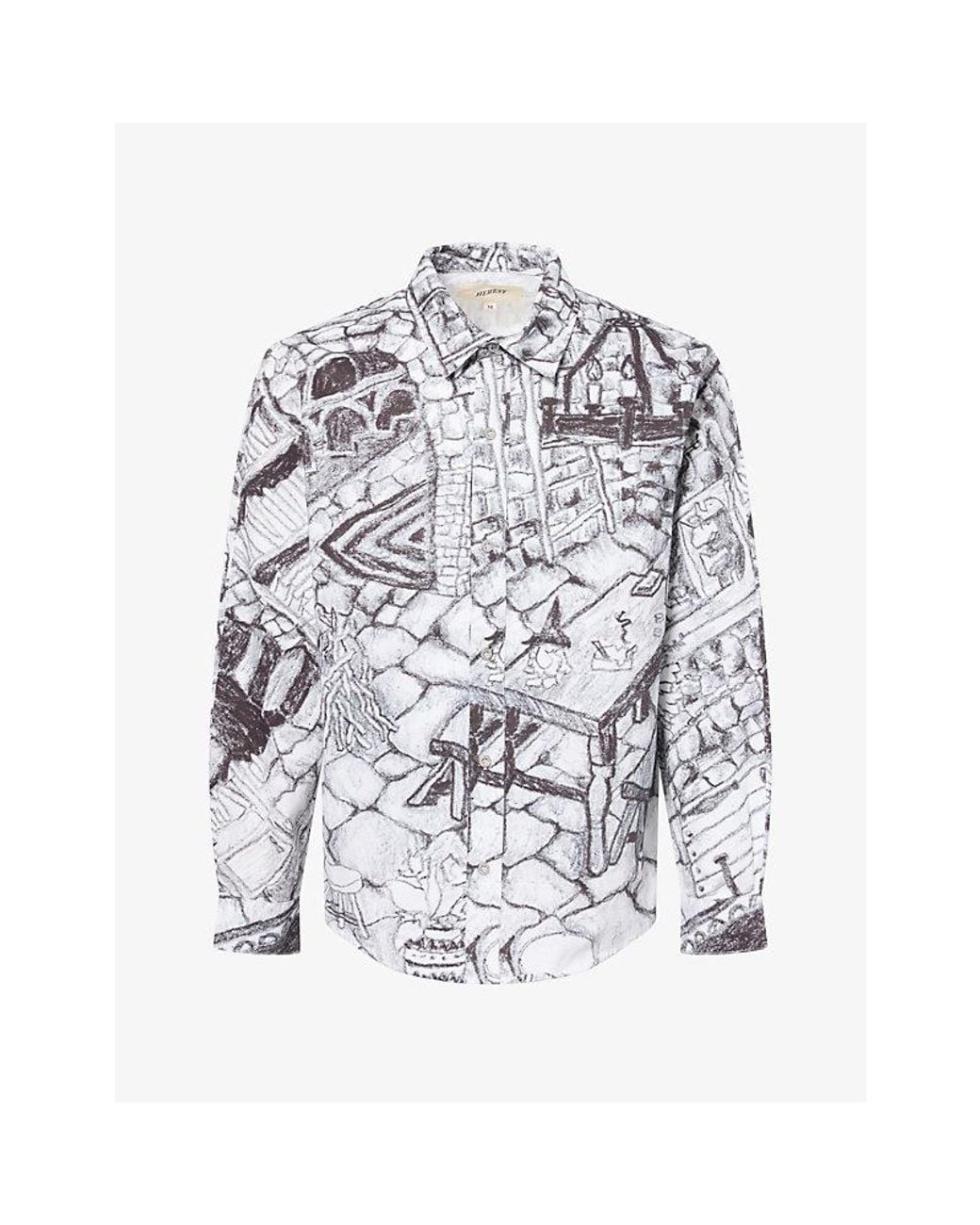 Heresy White Library Patterned Cotton Shirt for men