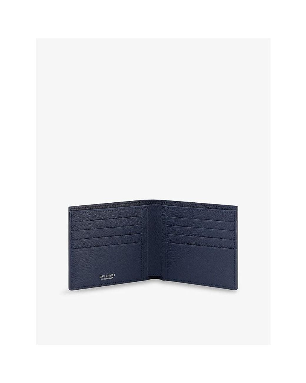 BVLGARI Blue Logo-Plaque Leather Bi-Fold Wallet