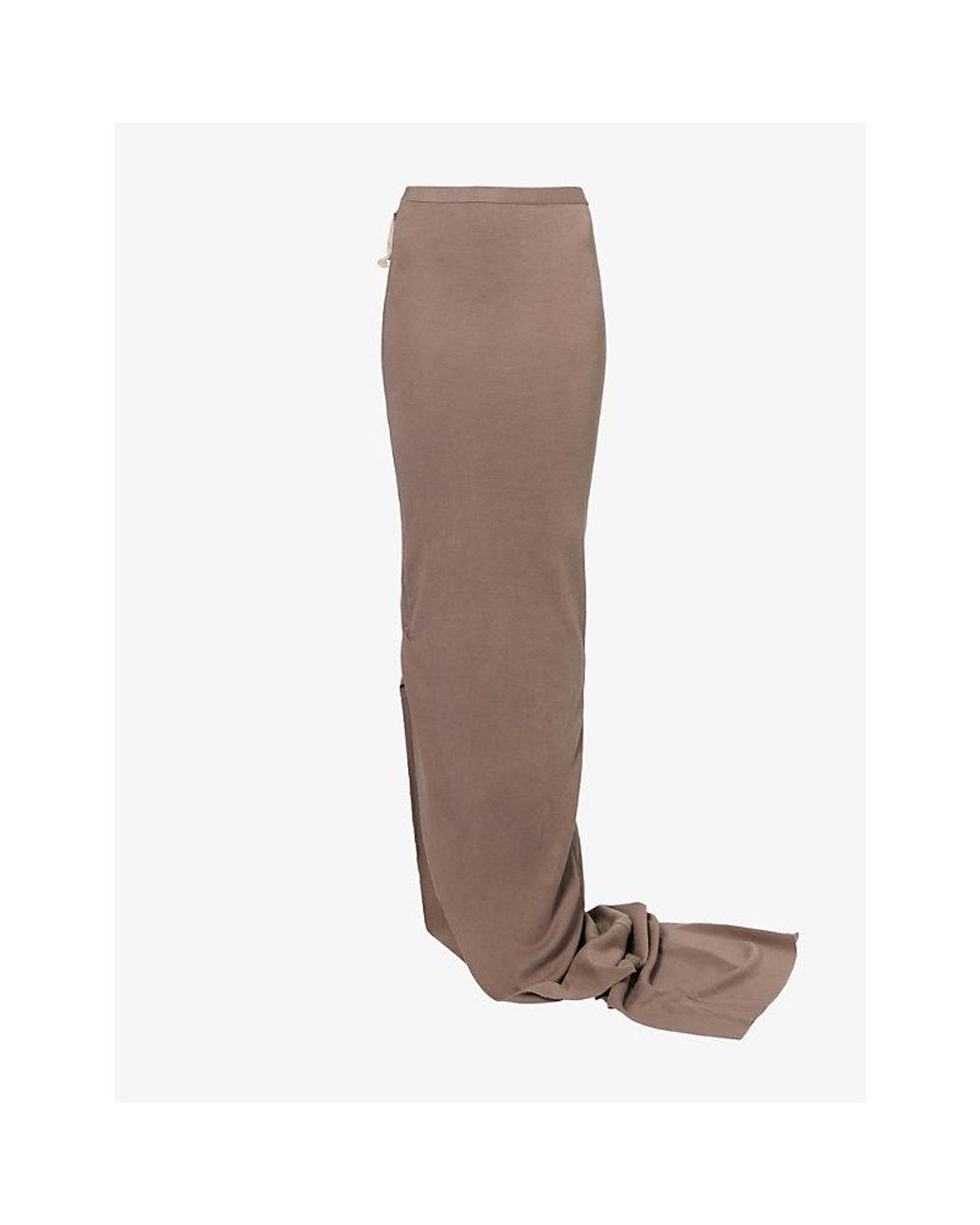 Rick Owens Brown Edfu Slit Cotton Maxi Skirt