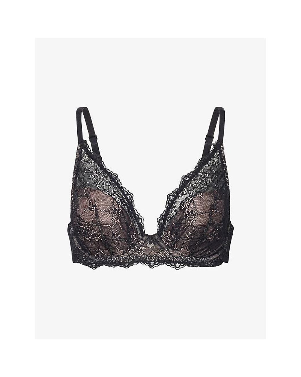 Wacoal Black Essence Moulded Plunge Lace Bra