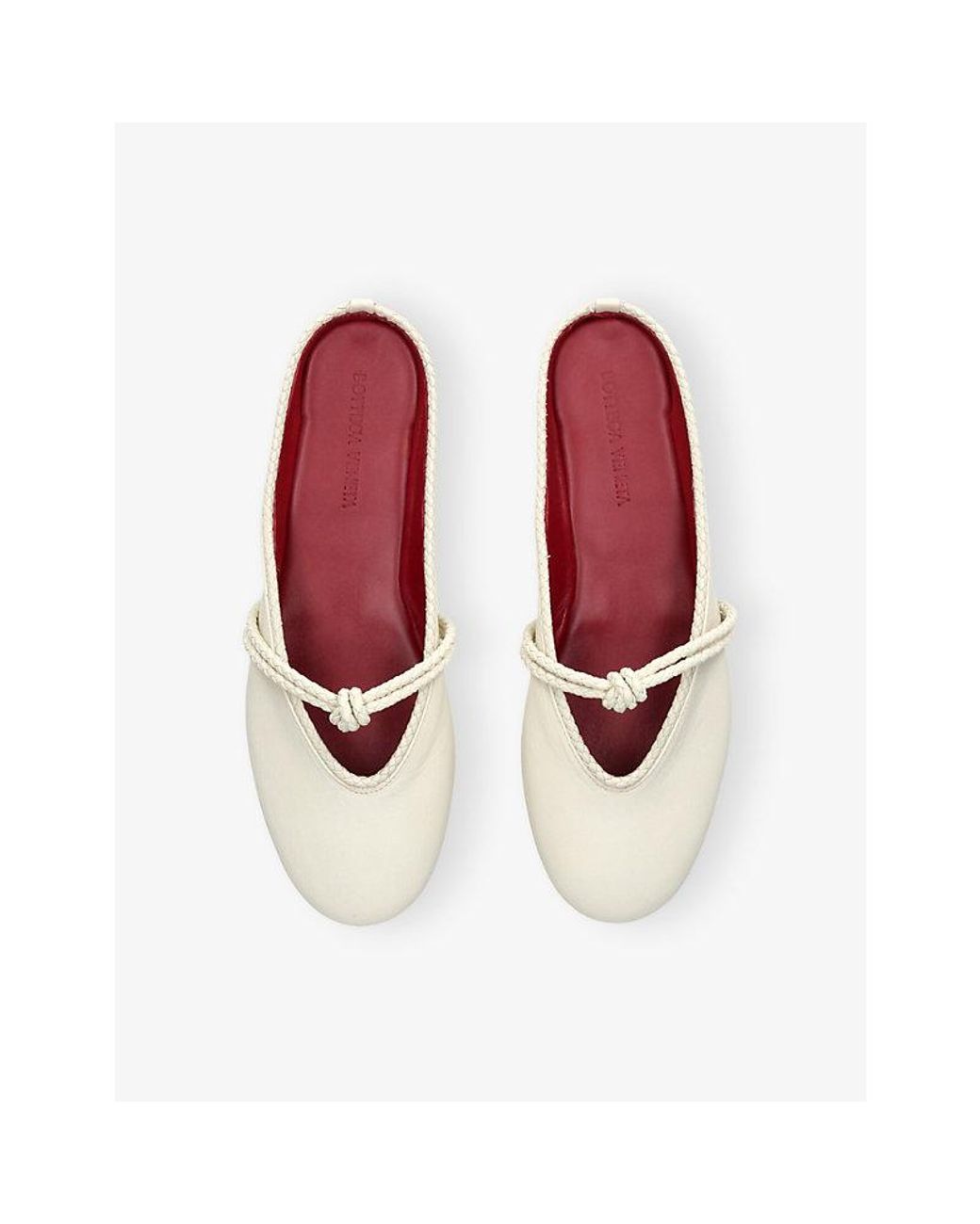 Bottega Veneta White Rosa Ballerina Leather Mules
