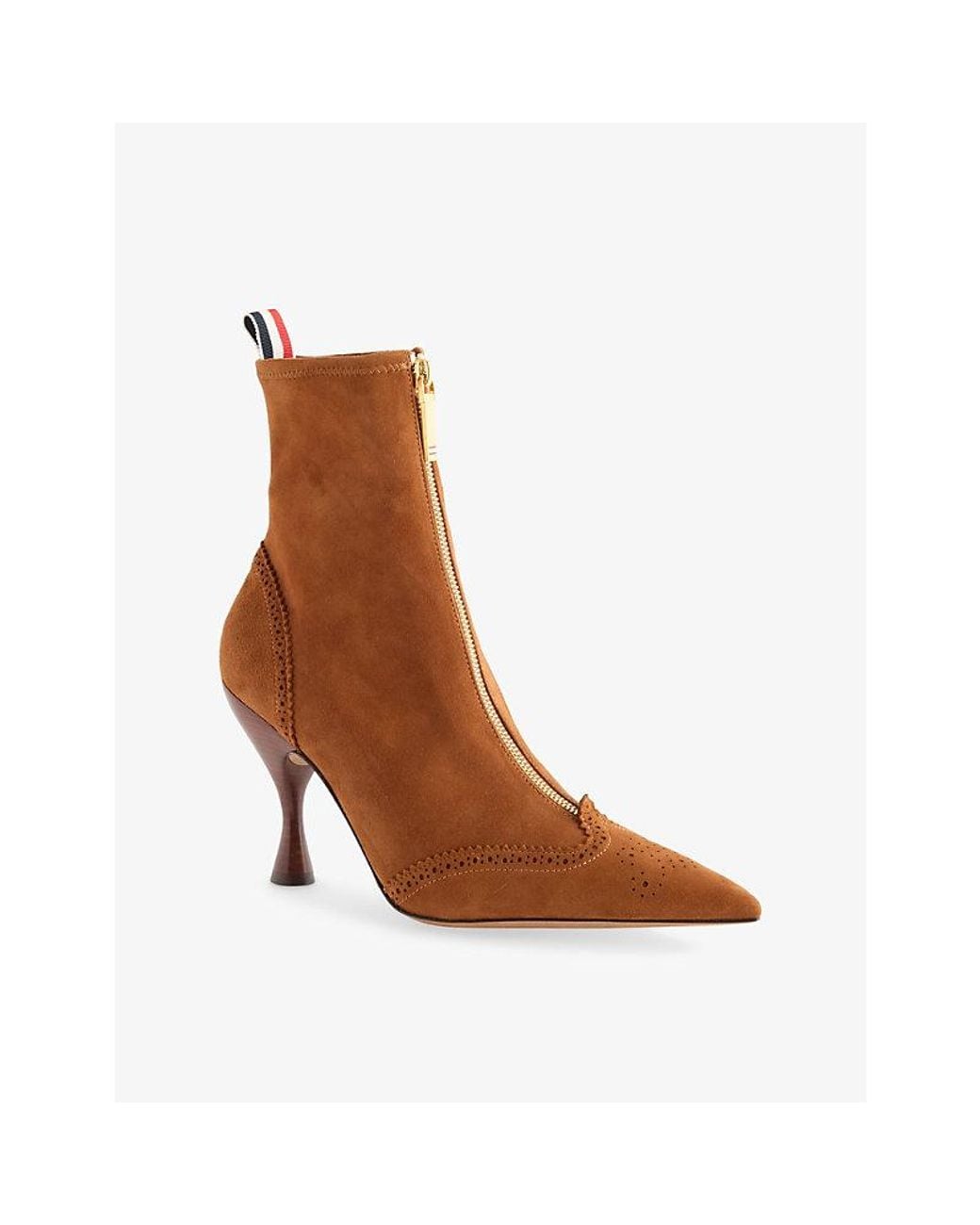 Thom Browne Brown Wingtip Suede Heeled Ankle Boots