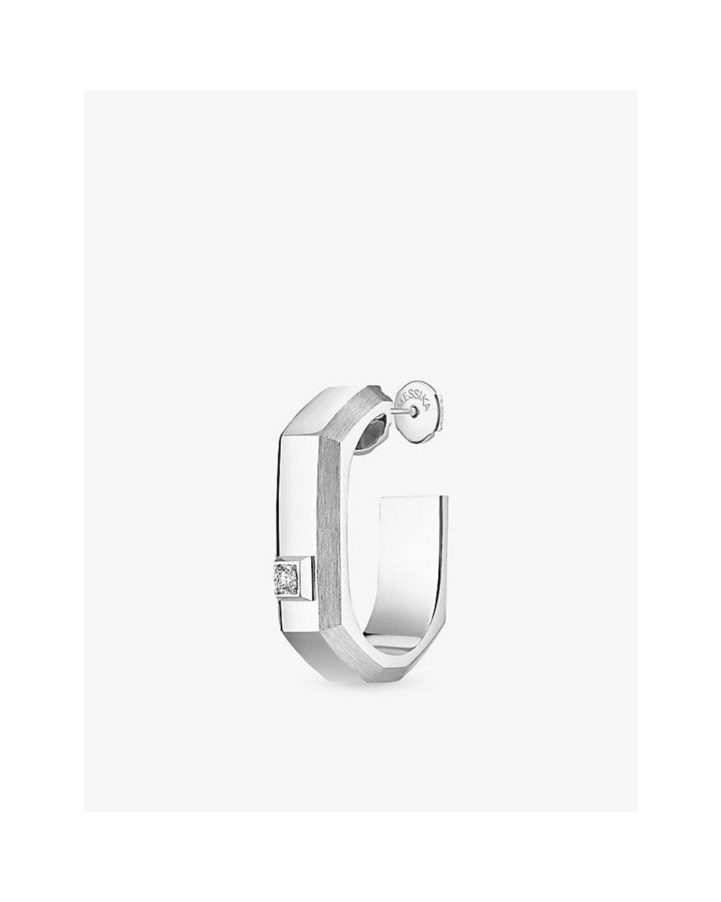 Messika White Moderniste Medium 18Ct And 0.03Ct Diamond Single Hoop Earring