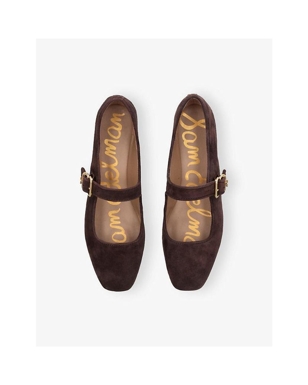 Sam Edelman Brown Michaela Buckle Suede Mary-Jane Flats