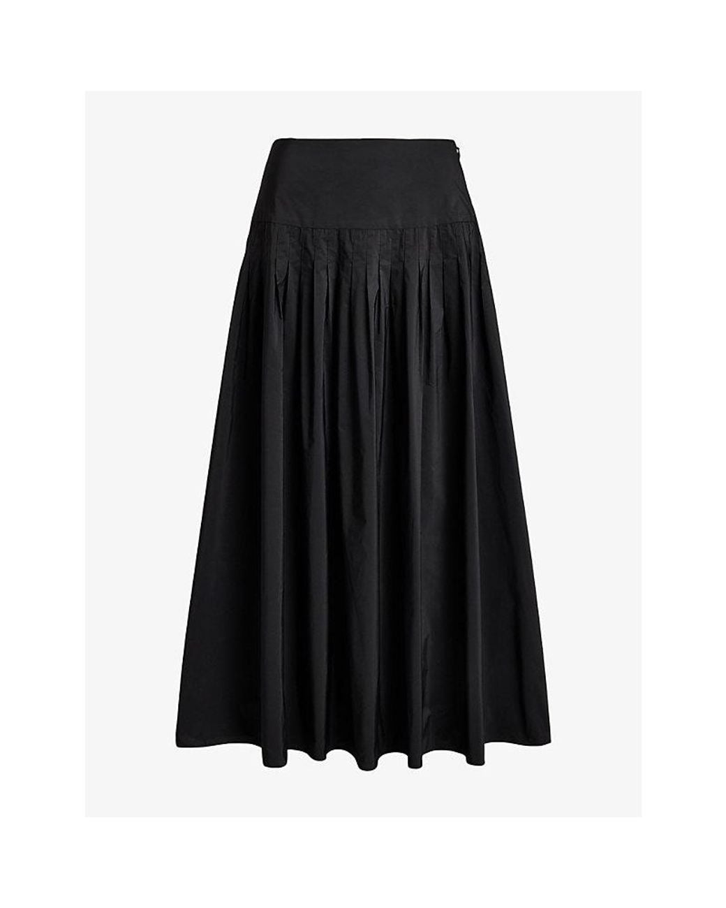 Polo Ralph Lauren Black Pleated Woven Maxi Skirt