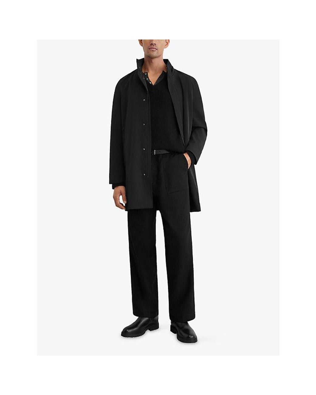 Reiss Black Hilson Gilet-Insert Woven Jacket for men