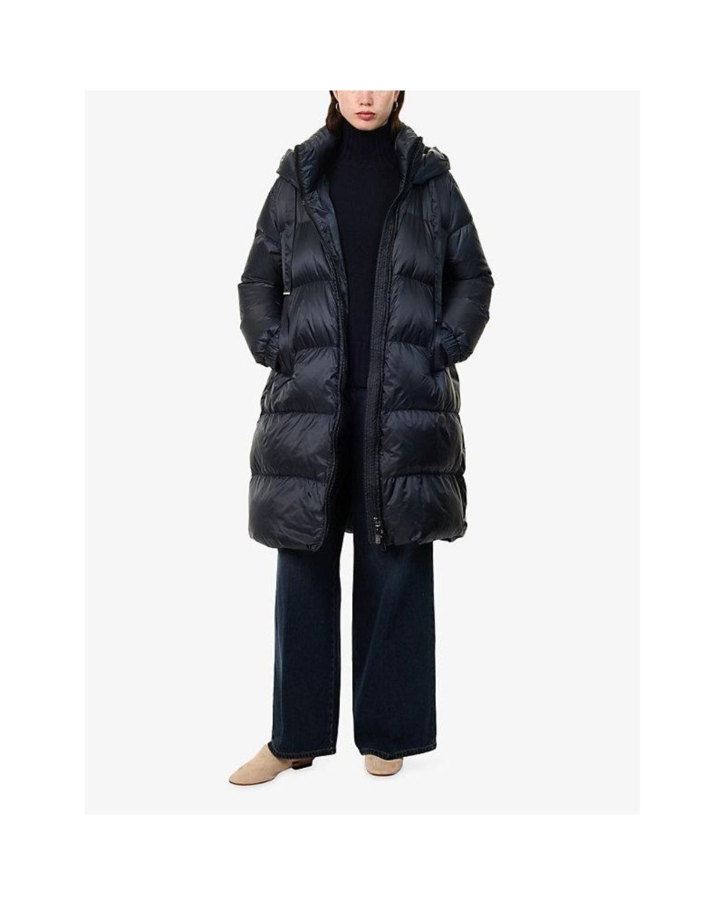 Max Mara Blue Oversized Padded Long Shell Jacket