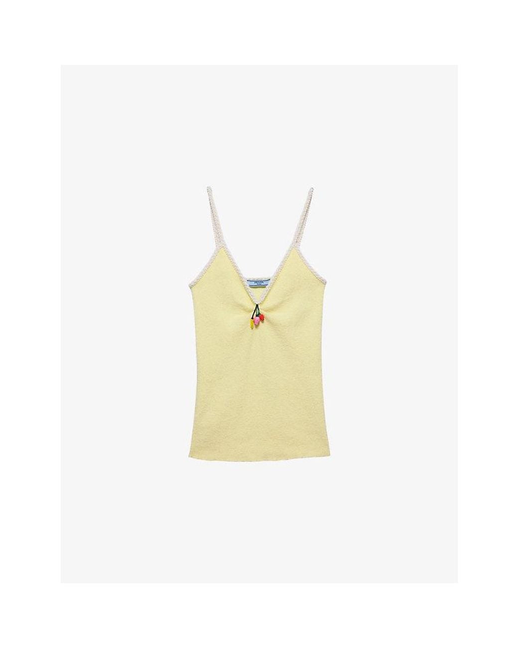 Prada Yellow Sleeveless Cotton Bouclé Top