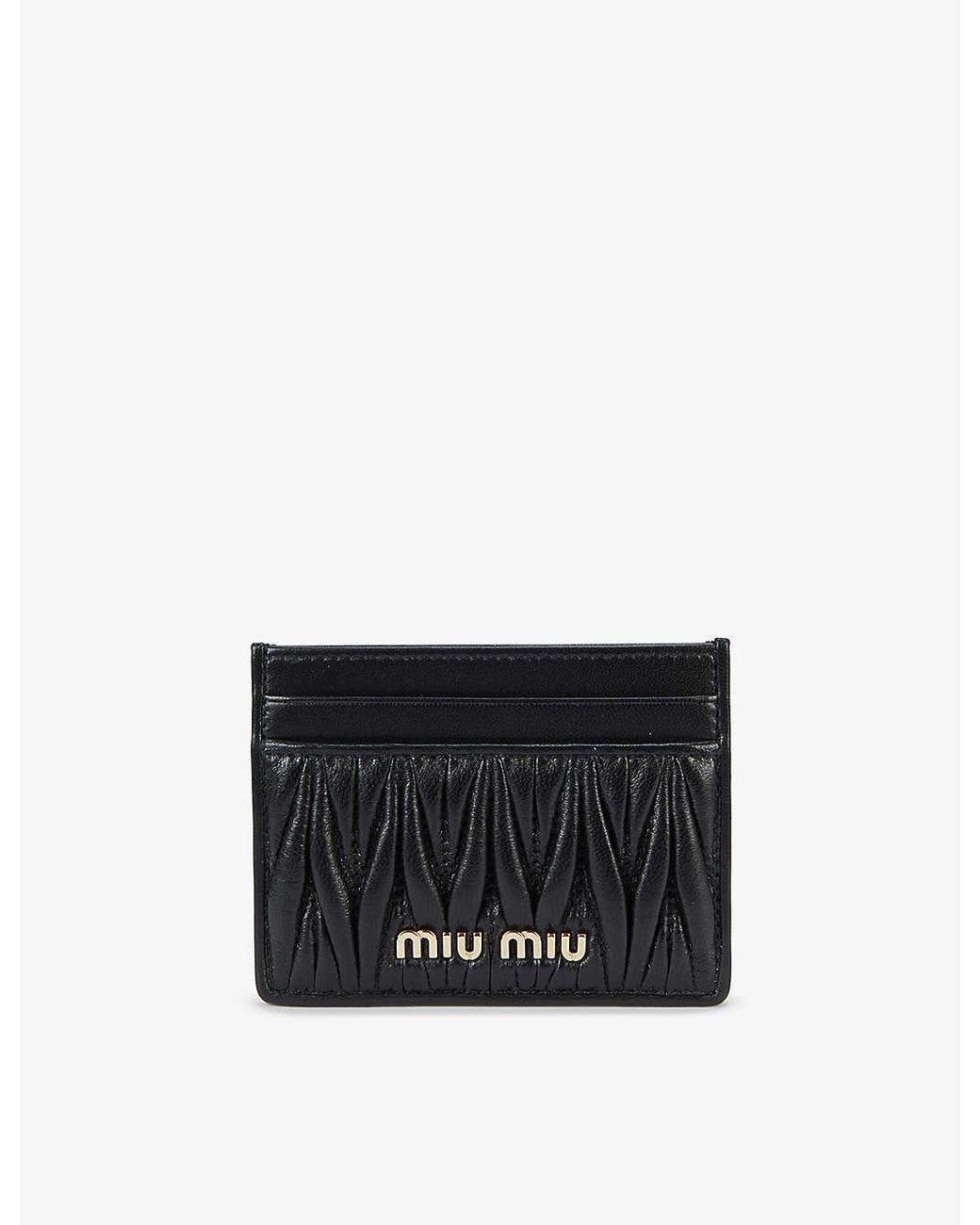 Miu Miu Matelassé Quilted Leather Card Holder in Nero (Black) - Lyst