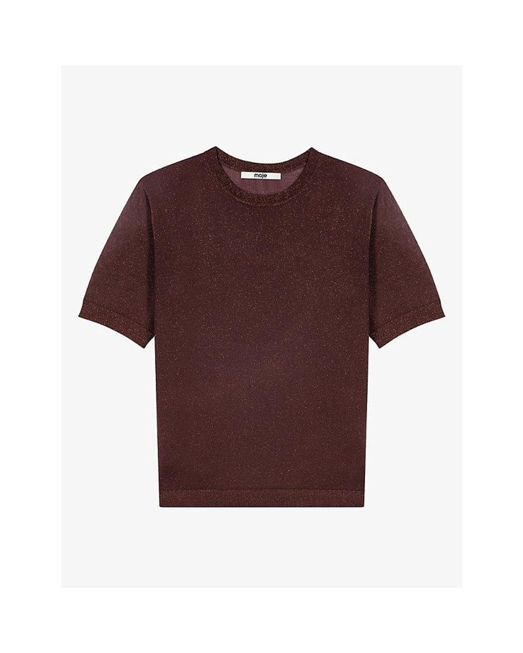 Maje Brown Two-In-One Short-Sleeve Knitted Jumper
