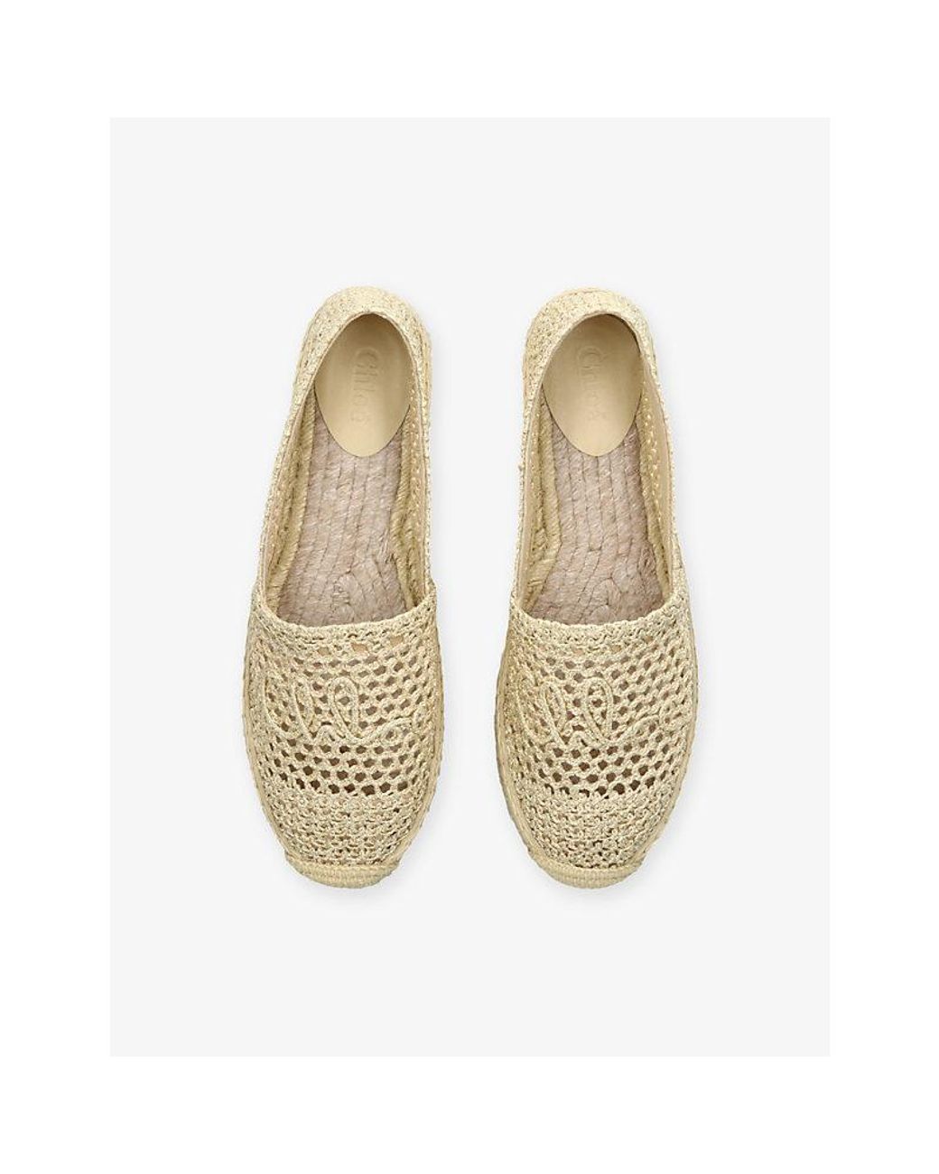 Chloé Isla Logo-Embossed Crochet Espadrilles in Natural | Lyst