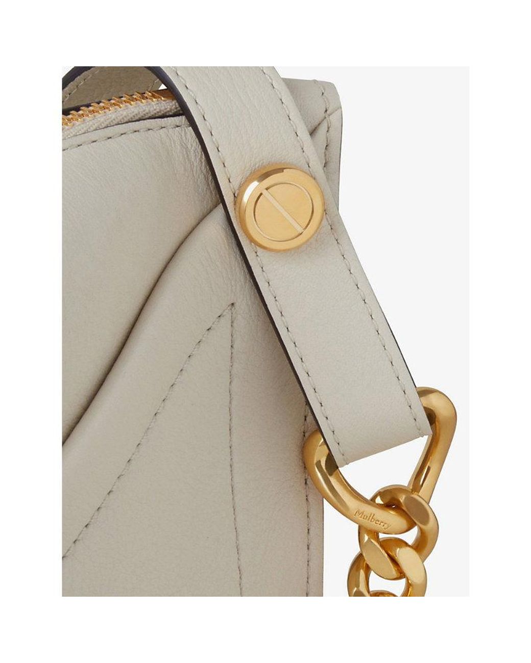 Mulberry M Brand-foiled Leather Shoulder Bag in White