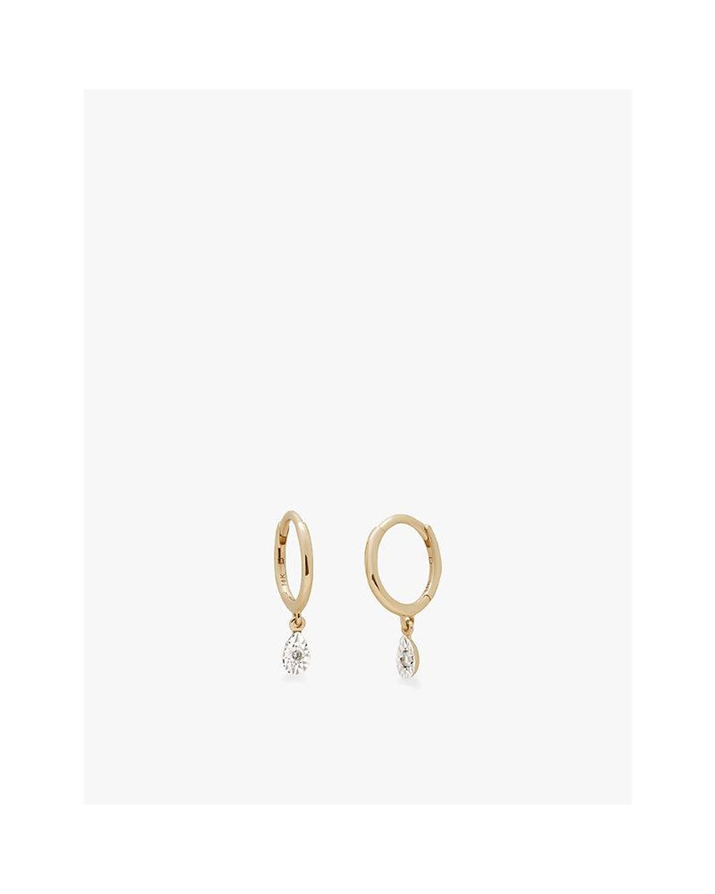 Monica Vinader Metallic Teardrop Mini 14Ct- And 0.0294Ct Lab-Grown Diamond Hoop Earrings