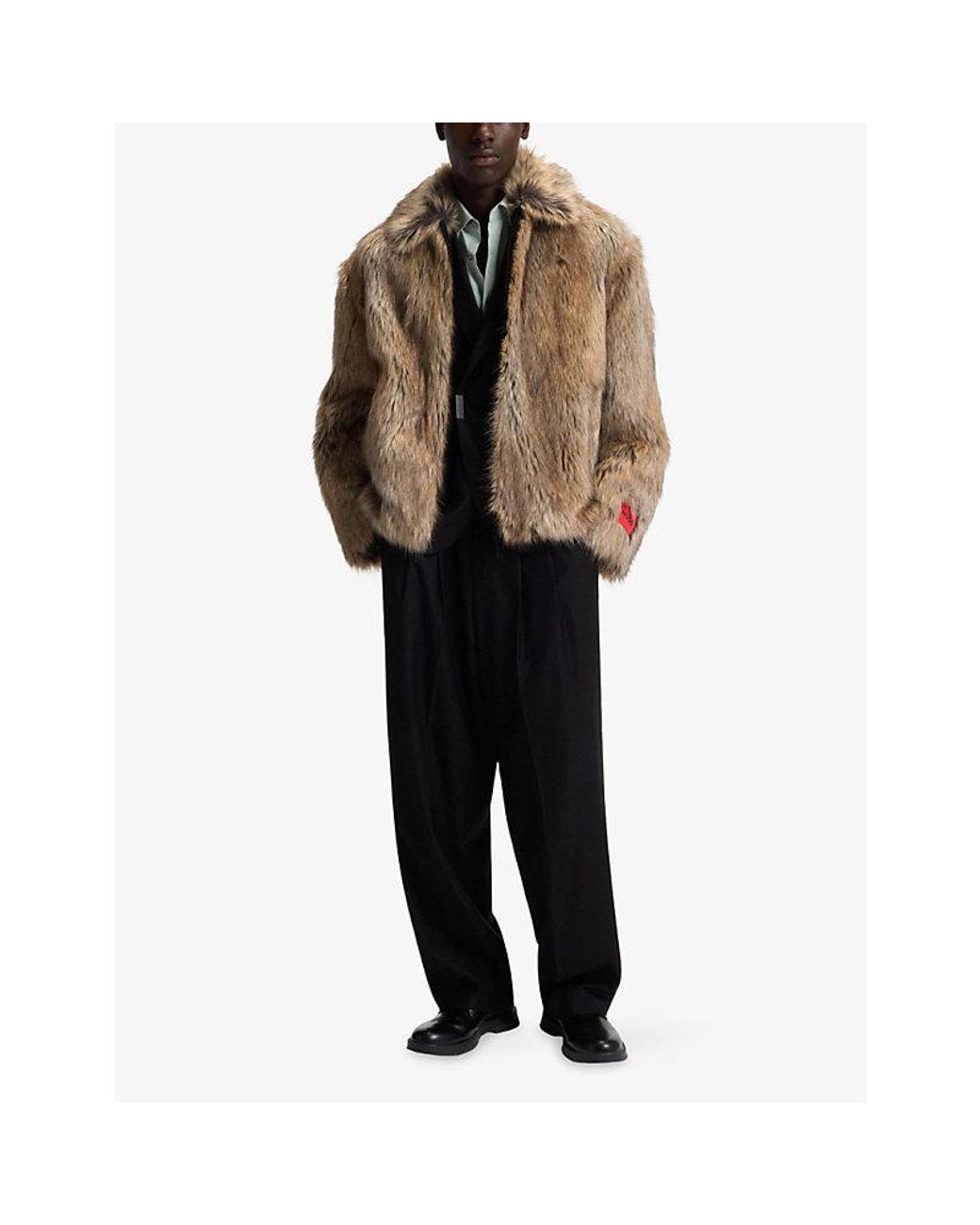 HUGO Natural Branded Faux-Fur Jacket for men