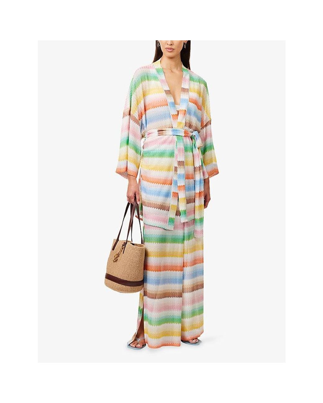 Missoni Multicolor Wrap-Over Kimono Knitted Cover-Up