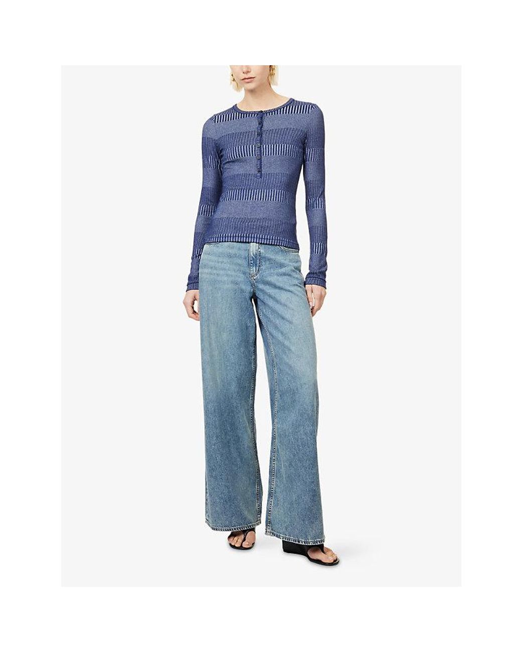 Rag & Bone Blue Sofie Wide-Leg Denim Jeans