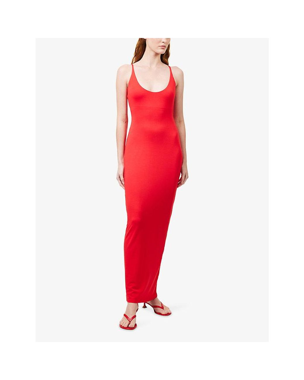 Skims Red Smooth Layer Scoop Neck Stretch-Modal Maxi Dress