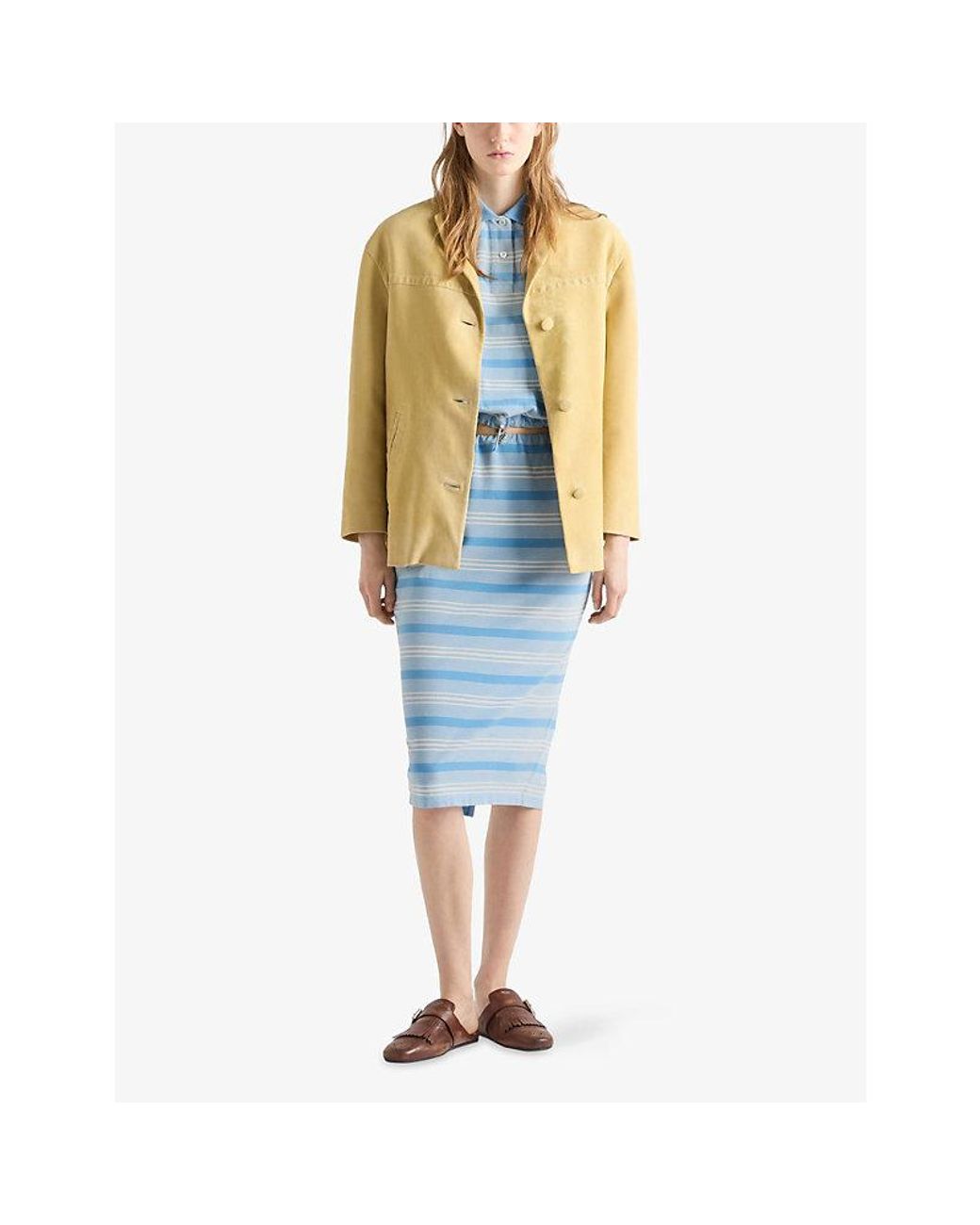 Prada Blue Striped Piqué Cotton Skirt