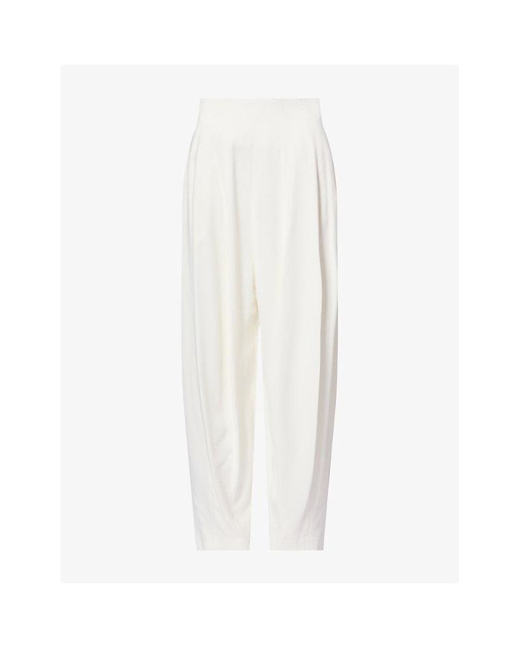 Ashlyn White Blaine Barrel-Leg Cotton Trousers