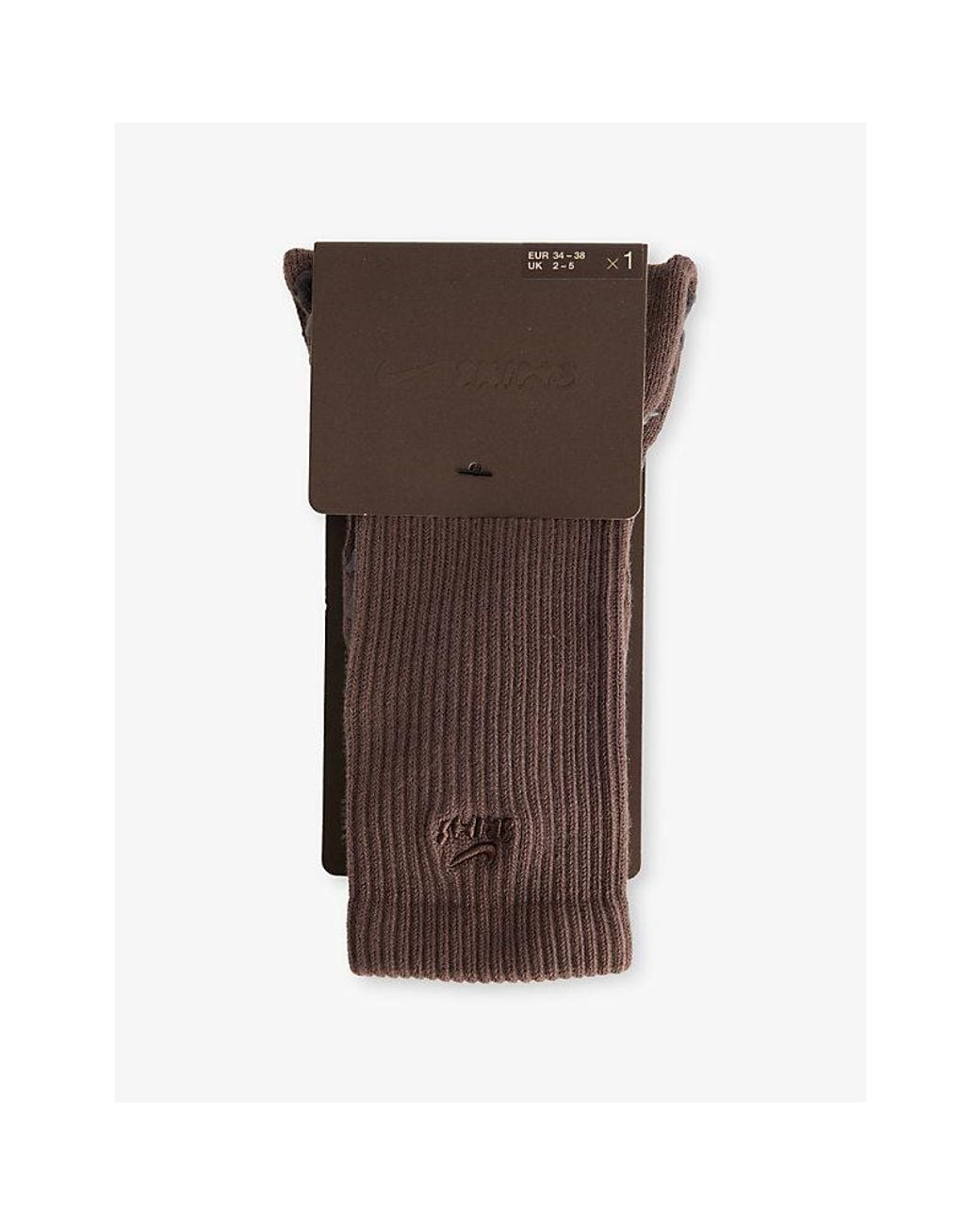 NikeSKIMS Brown Dri-Fit Pilates Grip Cotton-Blend Crew Socks