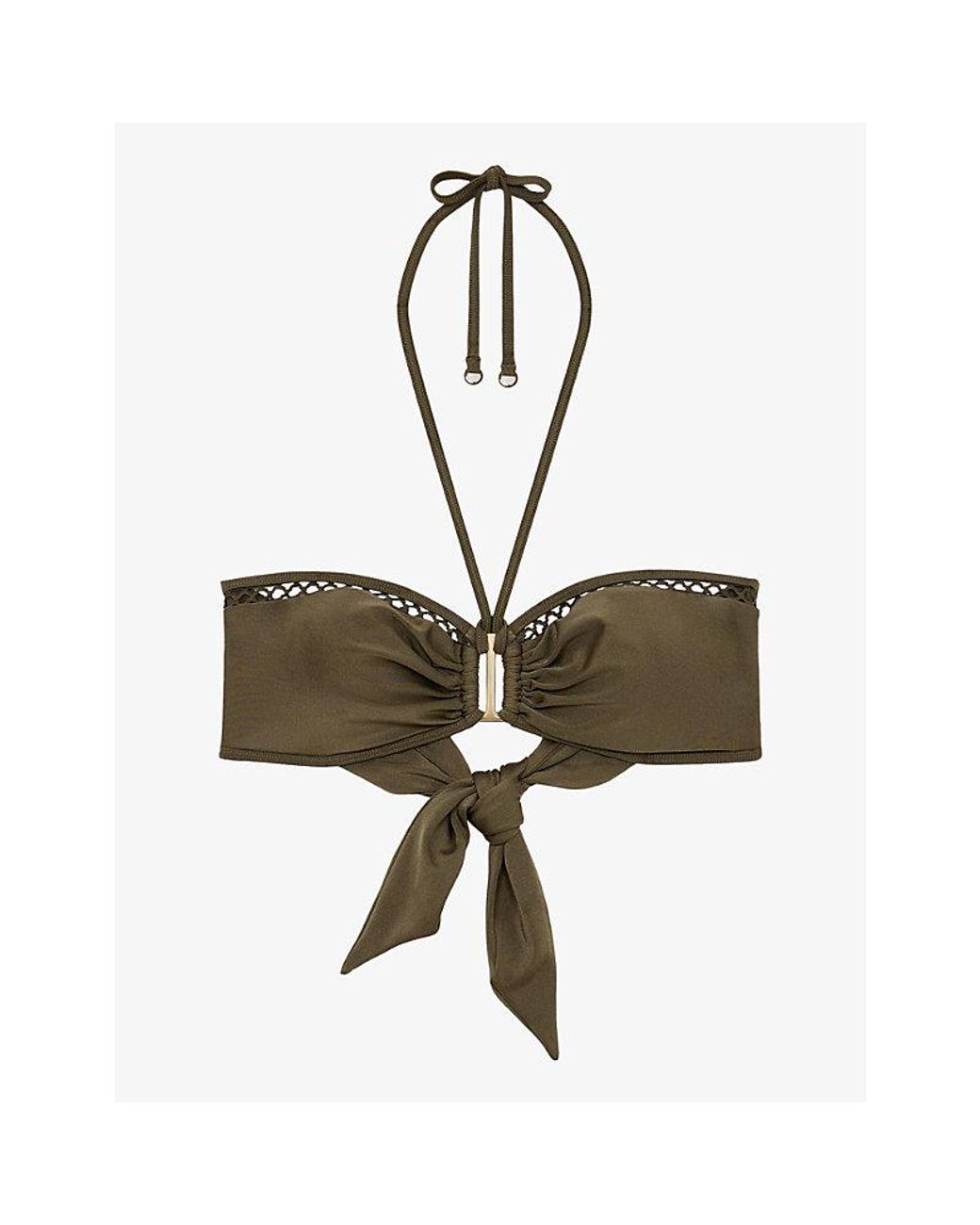 Reiss Green Janina Bandeau-Style Bikini Top