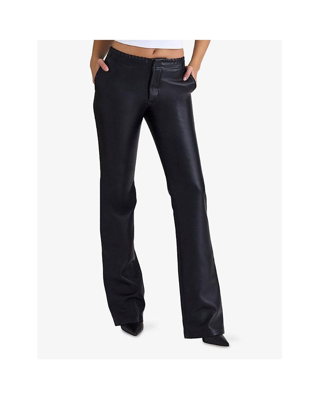 House Of Cb Black Adara Flared-Leg Vegan-Leather Trousers S (A-C Cup)