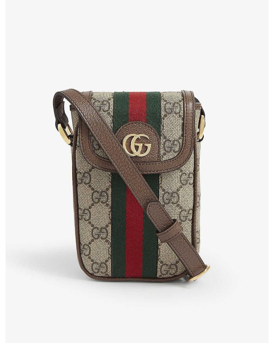 Gucci GG Ophidia Phone Canvas Cross-body Wallet in Natural | Lyst