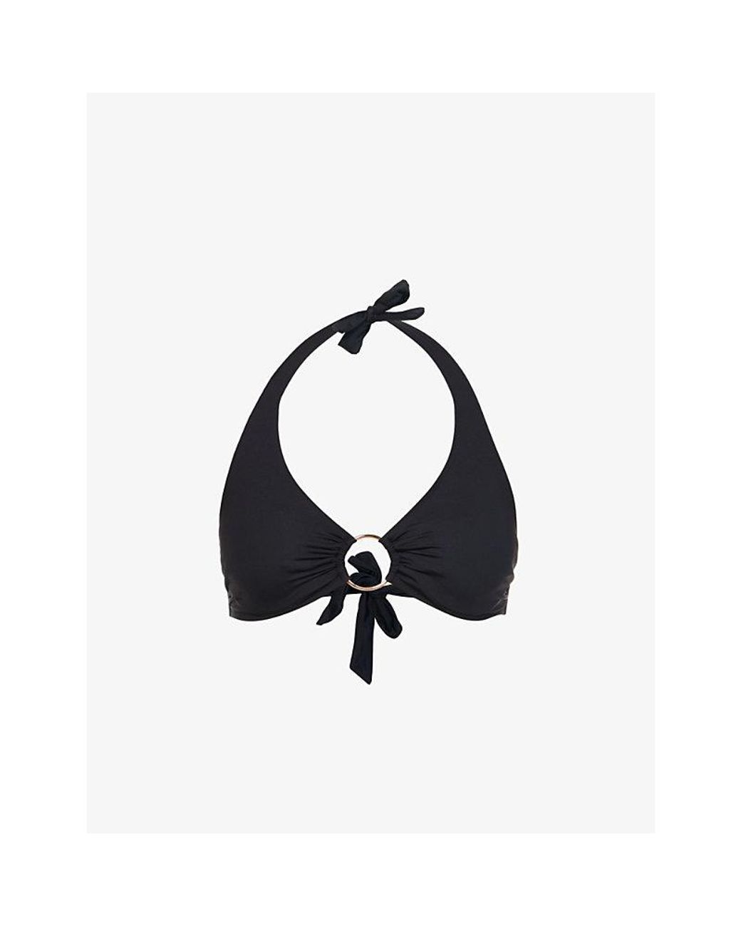 Melissa Odabash Blue Brussels Ring-Embellished Halter-Neck Bikini Top