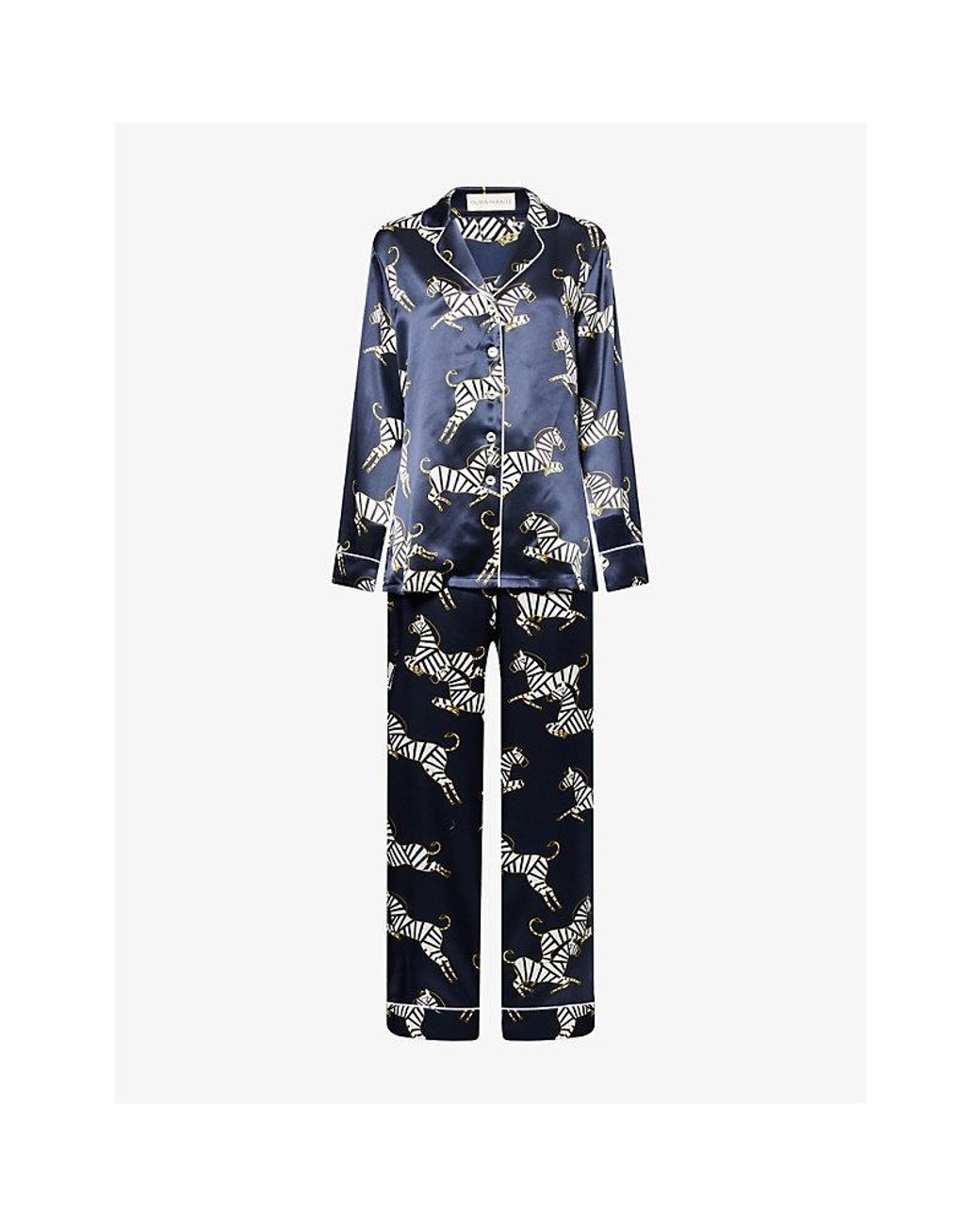 Olivia Von Halle Blue Lila Zizi Silk-Satin Pyjama Set