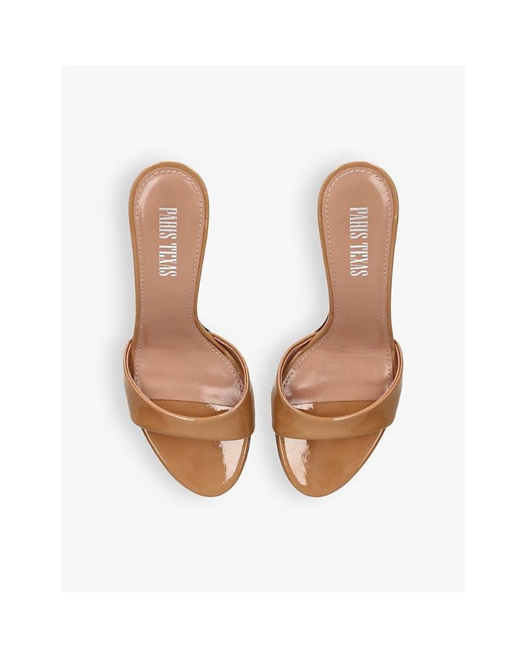 Paris Texas Natural Lidia Patent Heeled Leather Mules