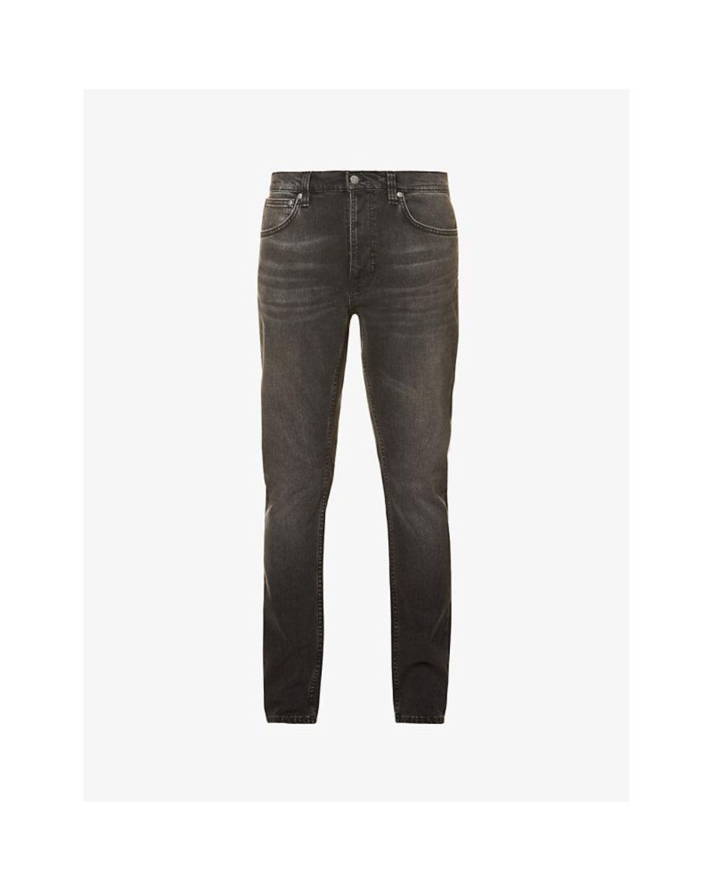 Nudie Jeans Gray Lean Dean Slim-Fit Mid-Rise Stretch-Denim Tapered Jeans for men